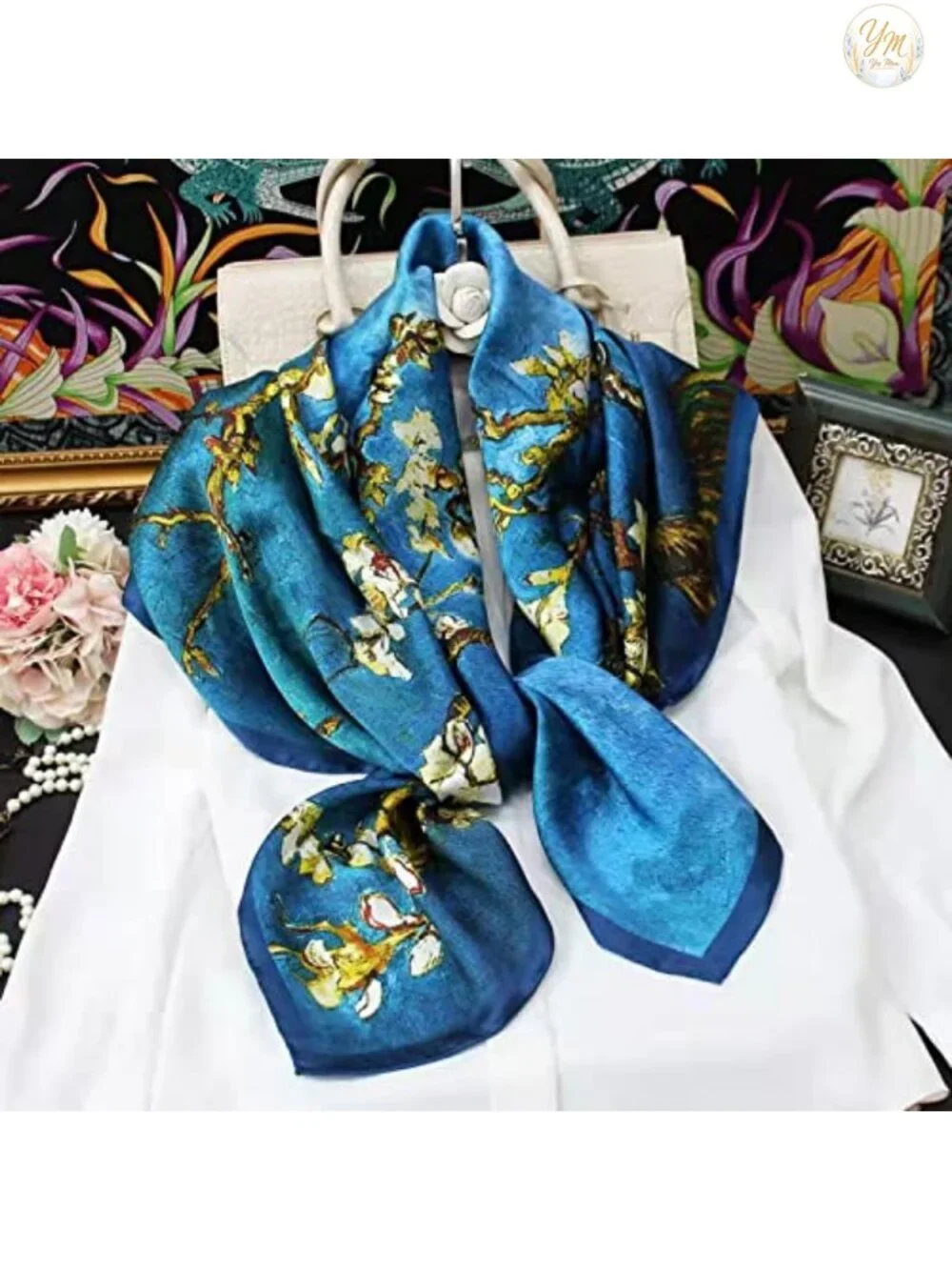 100% Mulberry Silk Large Square Scarf Shawl Women Hair Wrap Headband